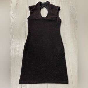 Le Chateau Black Red Glitter Bodycon Dress Sleeveless XXS